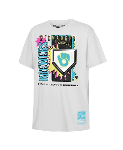Mitchell & Ness Big Boys and Girls White Milwaukee Brewers Cooperstown Neon Field Shock T-Shirt