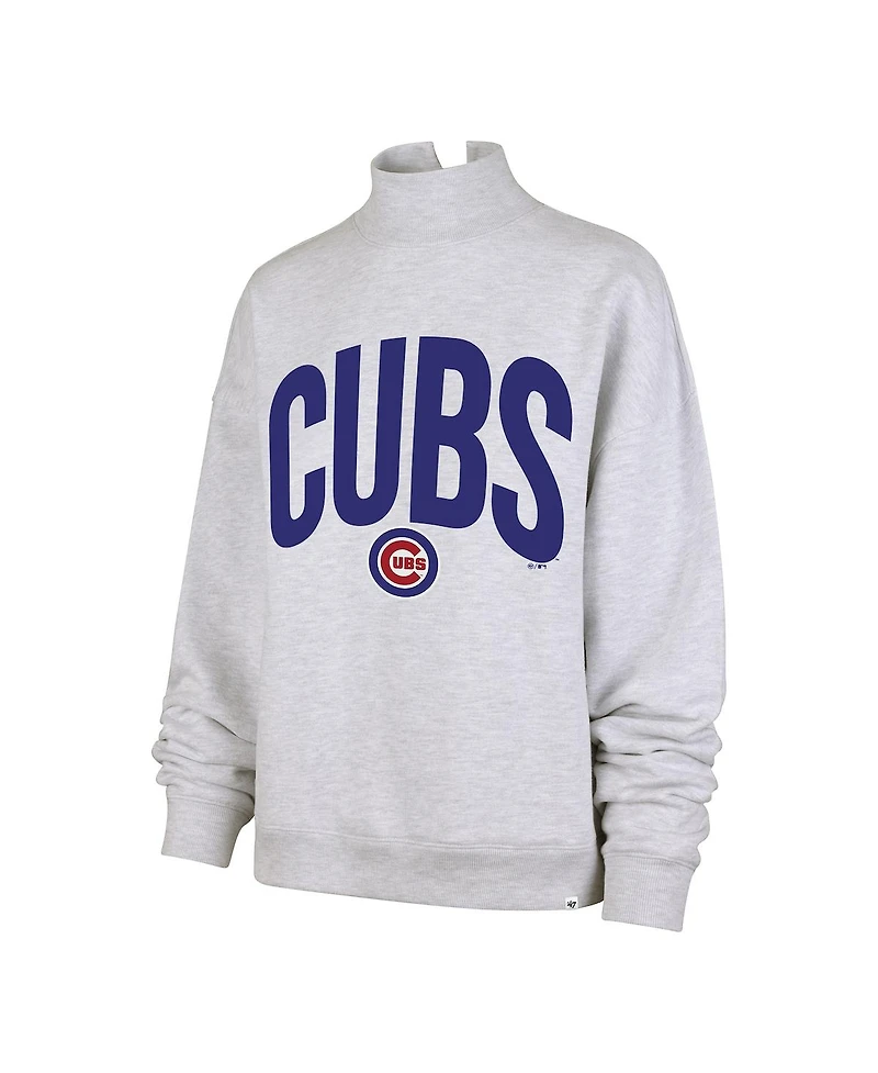 '47 Brand Women's Heather Gray Chicago Cubs Subtle Muse Mock Neck Sweatshirt