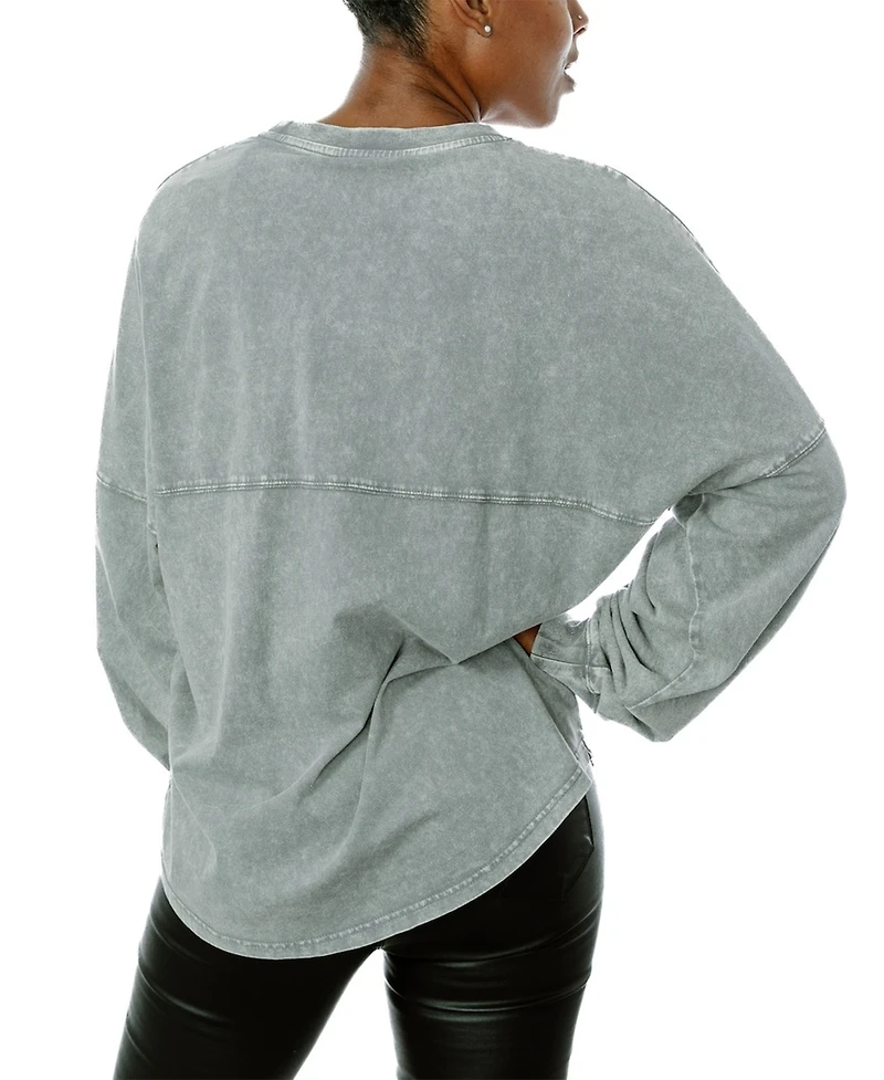 Gameday Couture Women's Gray New Orleans Saints Snow Wash Oversized Long Sleeve T-Shirt