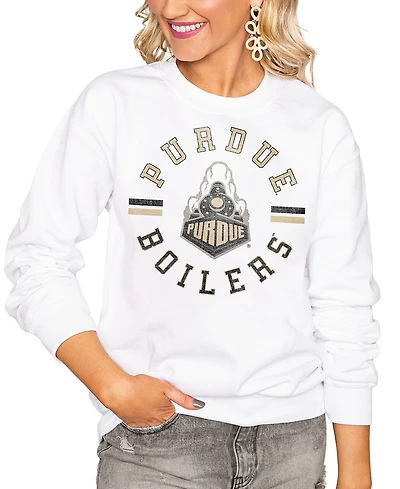Gameday Couture Women's White Purdue Boilermakers Oversized Days Perfect Crew Sweatshirt