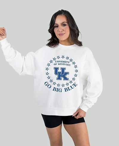 Gameday Couture Women's White Kentucky Wildcats Stars Premium Fleece Drop Pullover Sweatshirt