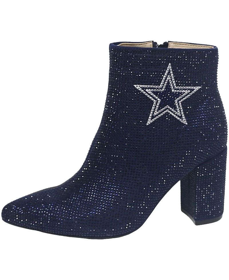 Cuce Women's Navy Dallas Cowboys Crystal Heel Booties