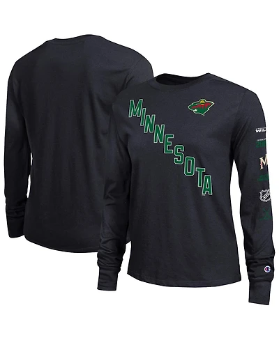 Champion Women's Black Minnesota Wild 2-Hit Long Sleeve T-Shirt