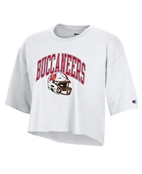 Champion Women's White Tampa Bay Buccaneers Boyfriend Cropped T-Shirt