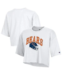 Champion Women's White Chicago Bears Boyfriend Cropped T-Shirt