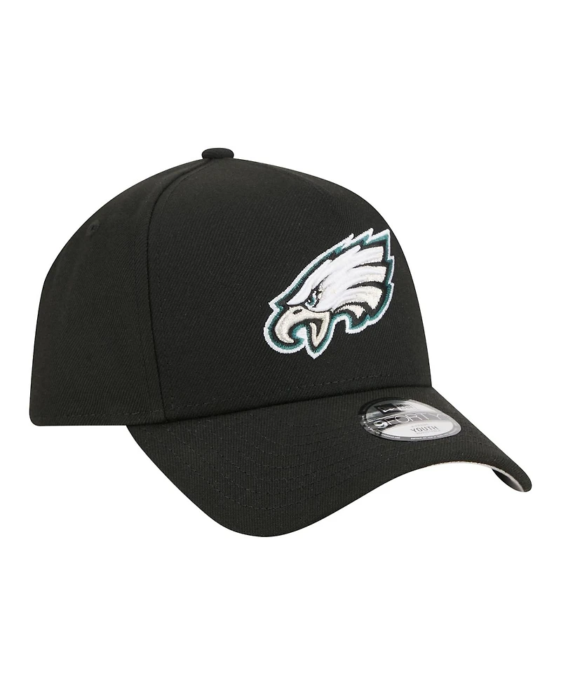 New Era Big Boys and Girls Black Philadelphia Eagles 9FORTY A-Frame Adjustable Hat
