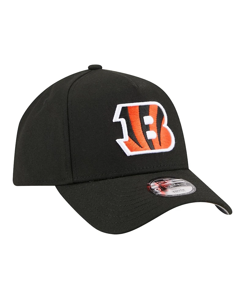 New Era Big Boys and Girls Black Cincinnati Bengals 9FORTY A-Frame Adjustable Hat
