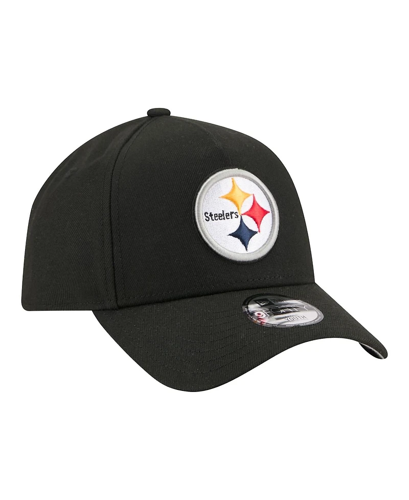 New Era Big Boys and Girls Black Pittsburgh Steelers 9FORTY A-Frame Adjustable Hat
