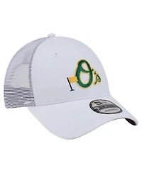 New Era Men's White Baltimore Orioles Flag 9FORTY Trucker Adjustable Hat