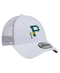 New Era Men's White Pittsburgh Pirates Flag 9FORTY Trucker Adjustable Hat