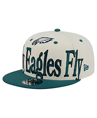 New Era Men's Cream Philadelphia Eagles Oversized Slogan 9FIFTY Snapback Hat