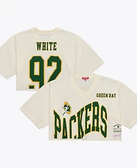 Mitchell & Ness Women's Reggie White Cream Green Bay Packers Retired Player Cropped Fashion Jersey