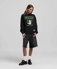 Mitchell & Ness Women's Black Anaheim Ducks Core Oversized Sweatshirt