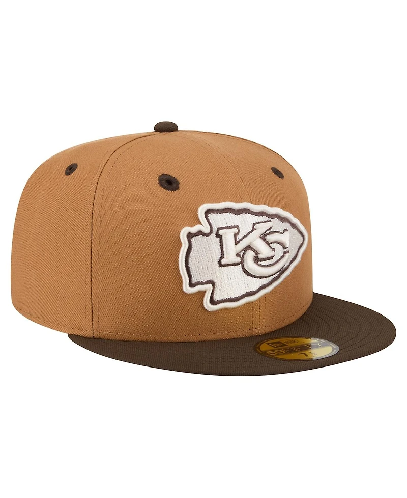 New Era Men's Light Brown/Dark Brown Kansas City Chiefs Two-Tone Walnut 59FIFTY Fitted Hat