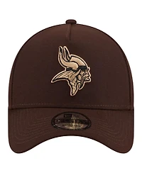 New Era Men's Dark Brown Minnesota Vikings Burnt Wood A-Frame 9FORTY Adjustable Hat