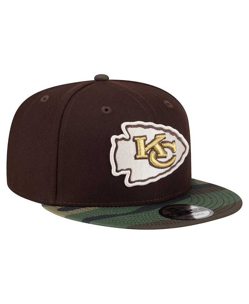 New Era Men's Dark Brown Kansas City Chiefs Burnt Wood Camo 9FIFTY Snapback Hat