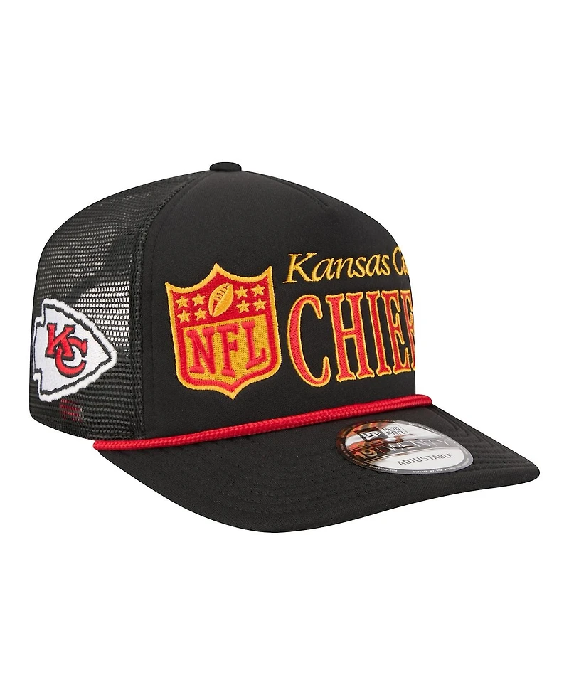 New Era Men's Black Kansas City Chiefs Throwback Foam 19TWENTY Adjustable Hat