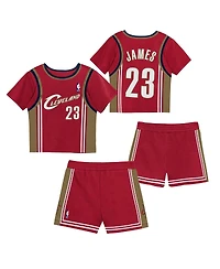 Mitchell & Ness Preschool 2 Pack LeBron James Wine Cleveland Cavaliers Play by Place T-Shirt and Shorts Set