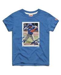 Homage Big Boys and Girls Francisco Lindor Royal New York Mets Topps Baseball Card Tri-Blend T-Shirt