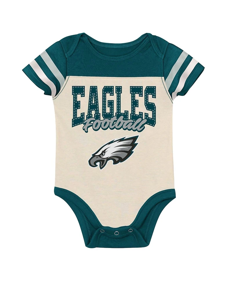 Outerstuff Boys and Girls Philadelphia Eagles Up One 3 Piece Bodysuit Bib Booties Set