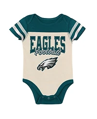 Outerstuff Boys and Girls Philadelphia Eagles Up One 3 Piece Bodysuit Bib Booties Set