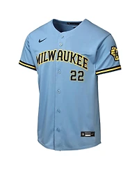 Nike Big Boys and Girls Christian Yelich Powder Blue Milwaukee Brewers Road Stadium Jersey