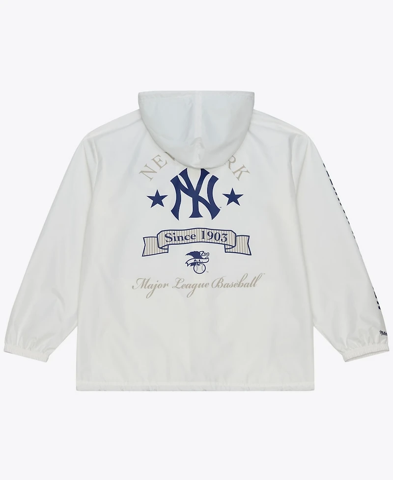 Mitchell & Ness Men's White New York Yankees Yacht Rock Coaches Full-Snap Hooded Windbreaker Jacket