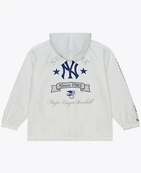 Mitchell & Ness Men's White New York Yankees Yacht Rock Coaches Full-Snap Hooded Windbreaker Jacket