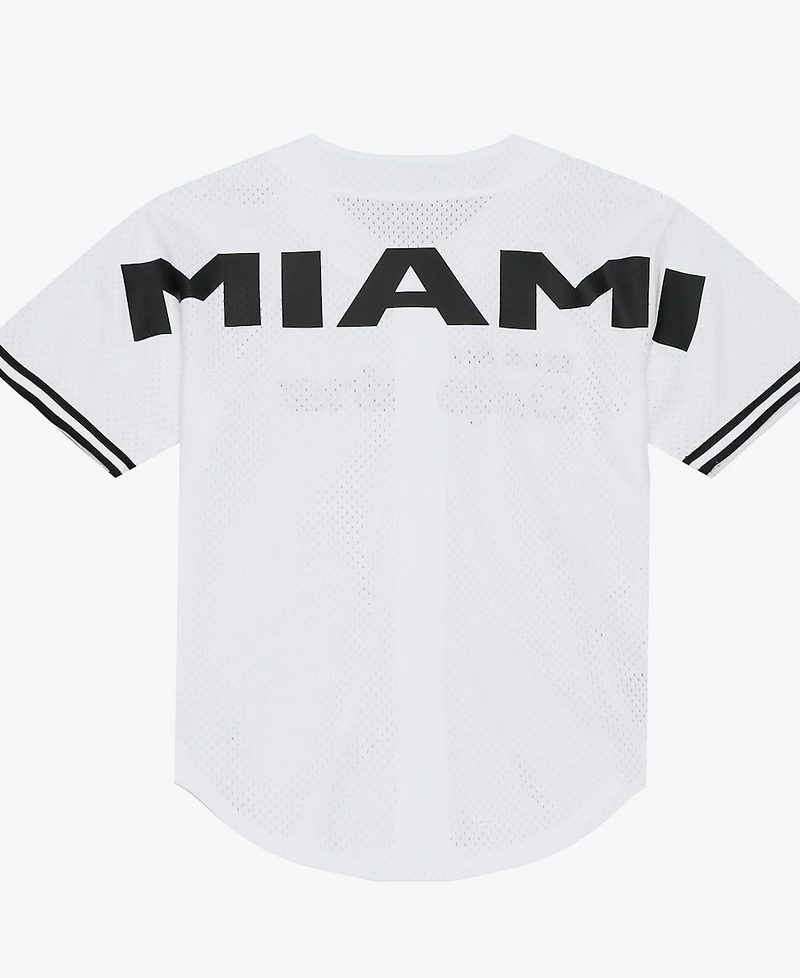 Mitchell & Ness Men's White Miami Dolphins Monochrome Mesh Full-Button Baseball Jersey