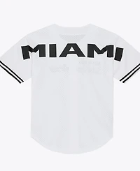 Mitchell & Ness Men's White Miami Dolphins Monochrome Mesh Full-Button Baseball Jersey