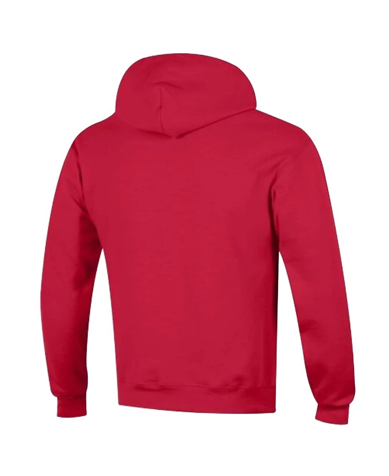 Champion Men's Red New England Patriots Powerblend Arch over Logo Hoodie