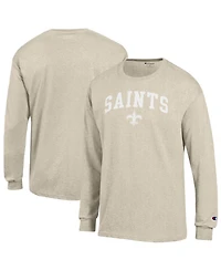 Champion Men's Heather Oatmeal New Orleans Saints White Ink Jersey Long Sleeve T-Shirt