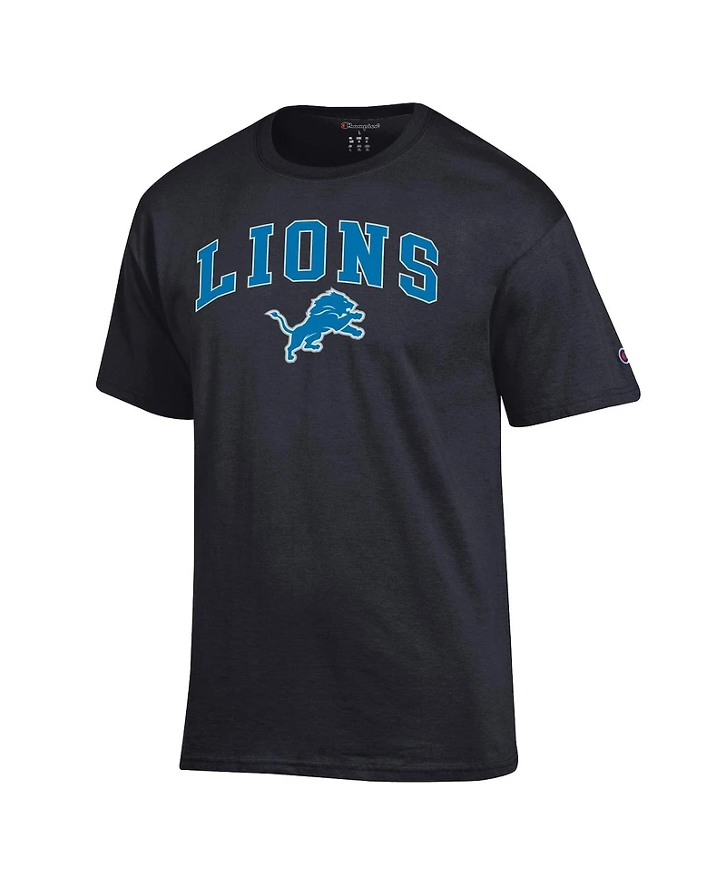 Champion Men's Black Detroit Lions Arch Over Logo T-Shirt