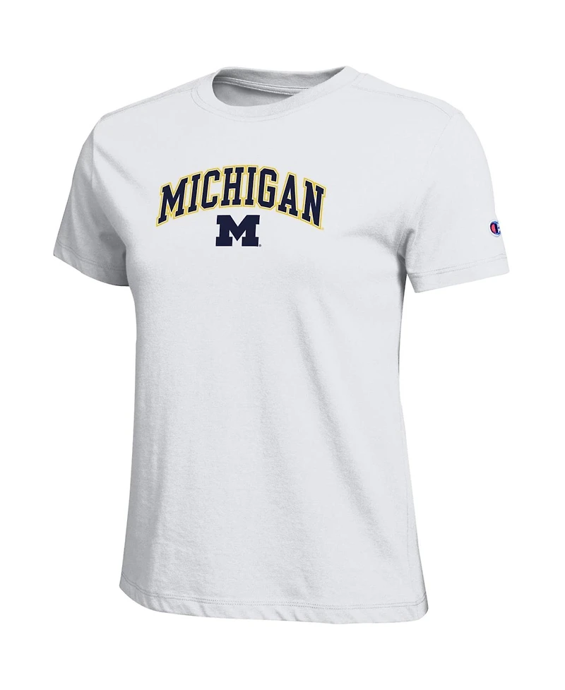 Champion Women's White Michigan Wolverines Arched Over Logo T-Shirt
