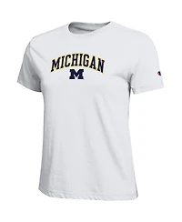 Champion Women's White Michigan Wolverines Arched Over Logo T-Shirt