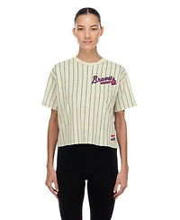New Era Women's Cream Atlanta Braves Throwback Boxy T-Shirt