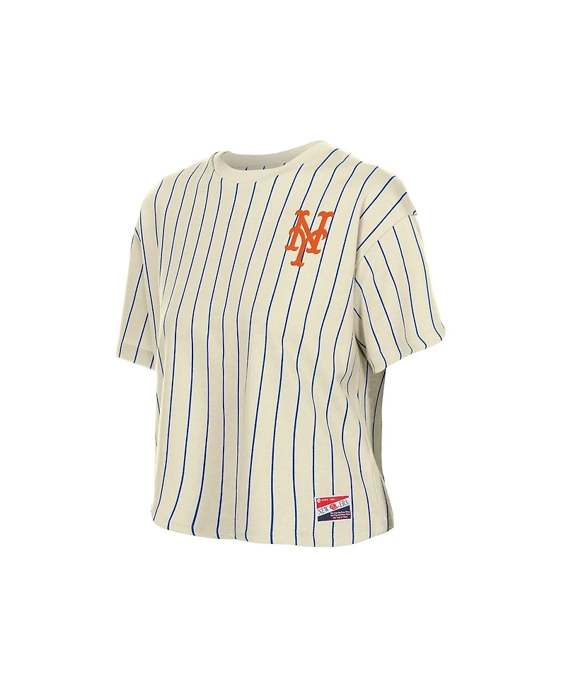 New Era Women's Cream New York Mets Throwback Boxy T-Shirt