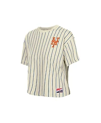 New Era Women's Cream New York Mets Throwback Boxy T-Shirt