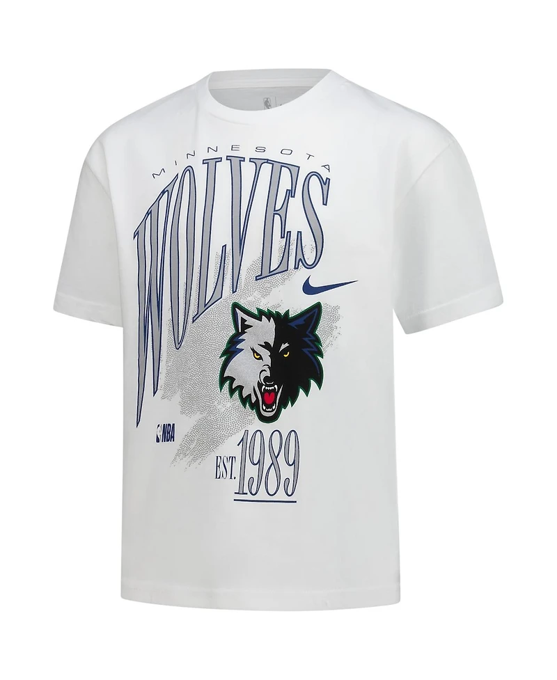 Nike Big Boys and Girls White Minnesota Timberwolves Hardwood Classics Champs Max90 T-Shirt
