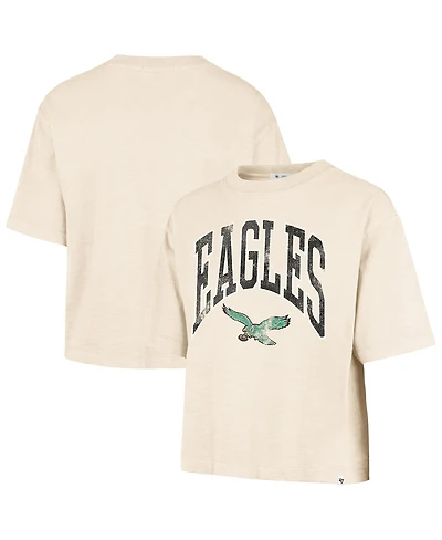 '47 Brand Women's Natural Philadelphia Eagles Cropped Mindi Slub T-Shirt
