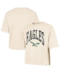 '47 Brand Women's Natural Philadelphia Eagles Cropped Mindi Slub T-Shirt