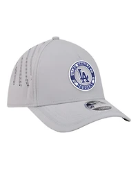 New Era Men's Gray Los Angeles Dodgers Patch 39THIRTY A-Frame M-Crown Perforated Flex Hat