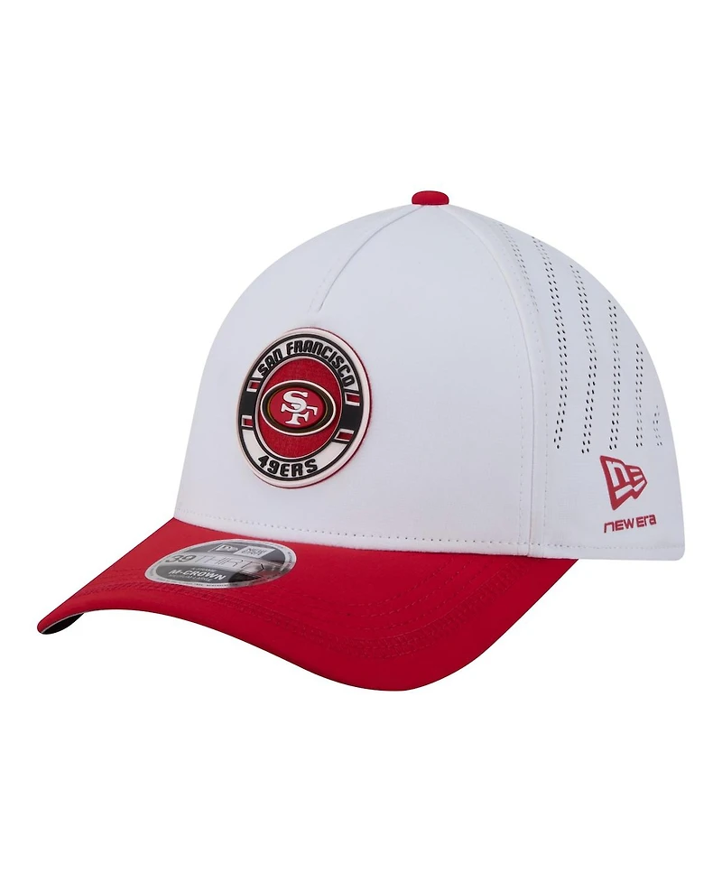 New Era Men's White/Scarlet San Francisco 49ers Patch 39THIRTY A-Frame M-Crown Perforated Flex Hat