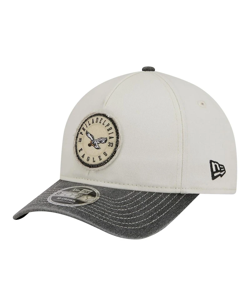 New Era Men's White/Black Philadelphia Eagles 9FORTY Felt A-Frame Adjustable Hat
