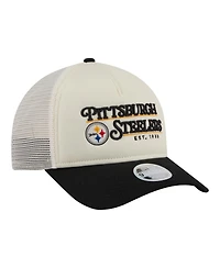 New Era Women's White/Black Pittsburgh Steelers Retro A-Frame 9FORTY Adjustable Hat