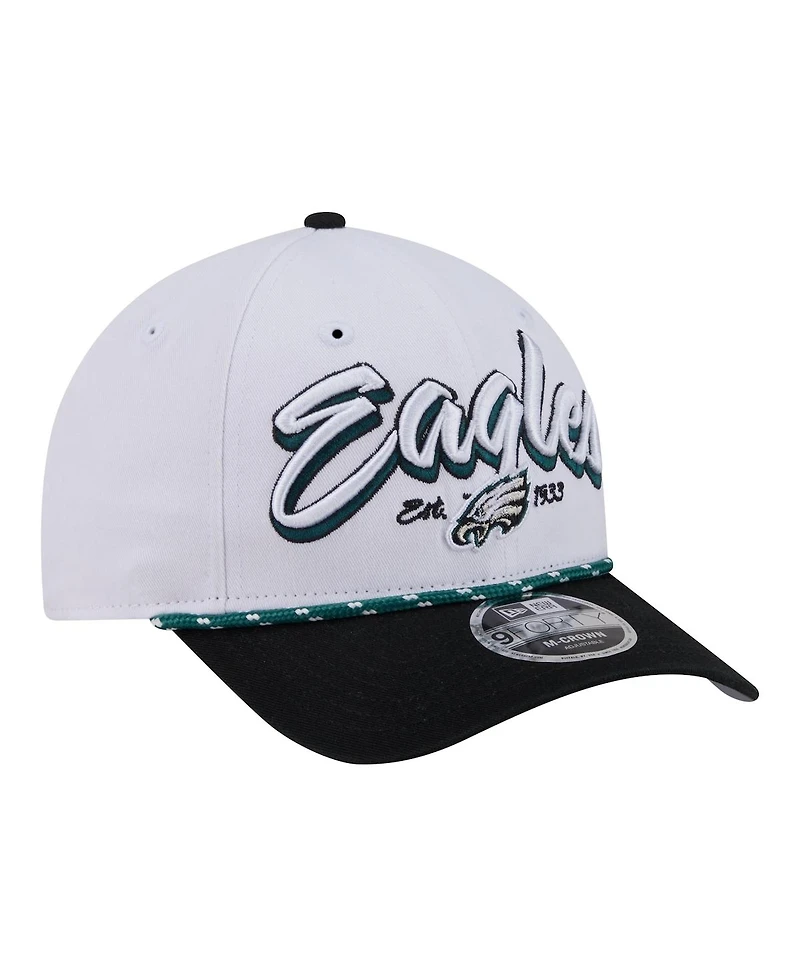 New Era Men's White Philadelphia Eagles Team Loyal A-Frame 9FORTY Adjustable Hat
