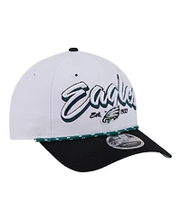 New Era Men's White Philadelphia Eagles Team Loyal A-Frame 9FORTY Adjustable Hat