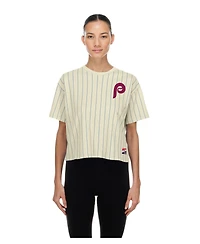 New Era Women's Cream Philadelphia Phillies Throwback Boxy T-Shirt
