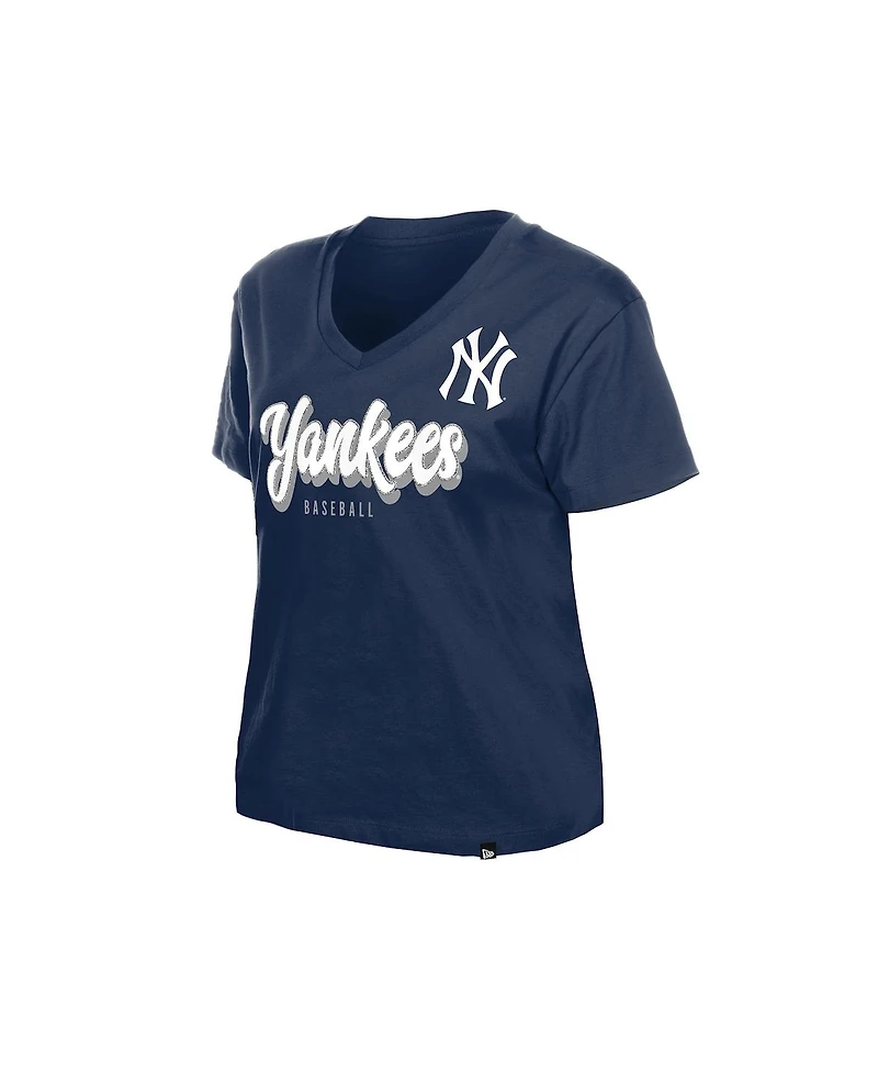 New Era Women's Navy York Yankees V-Neck T-Shirt