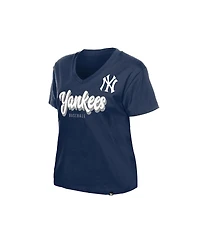 New Era Women's Navy York Yankees V-Neck T-Shirt